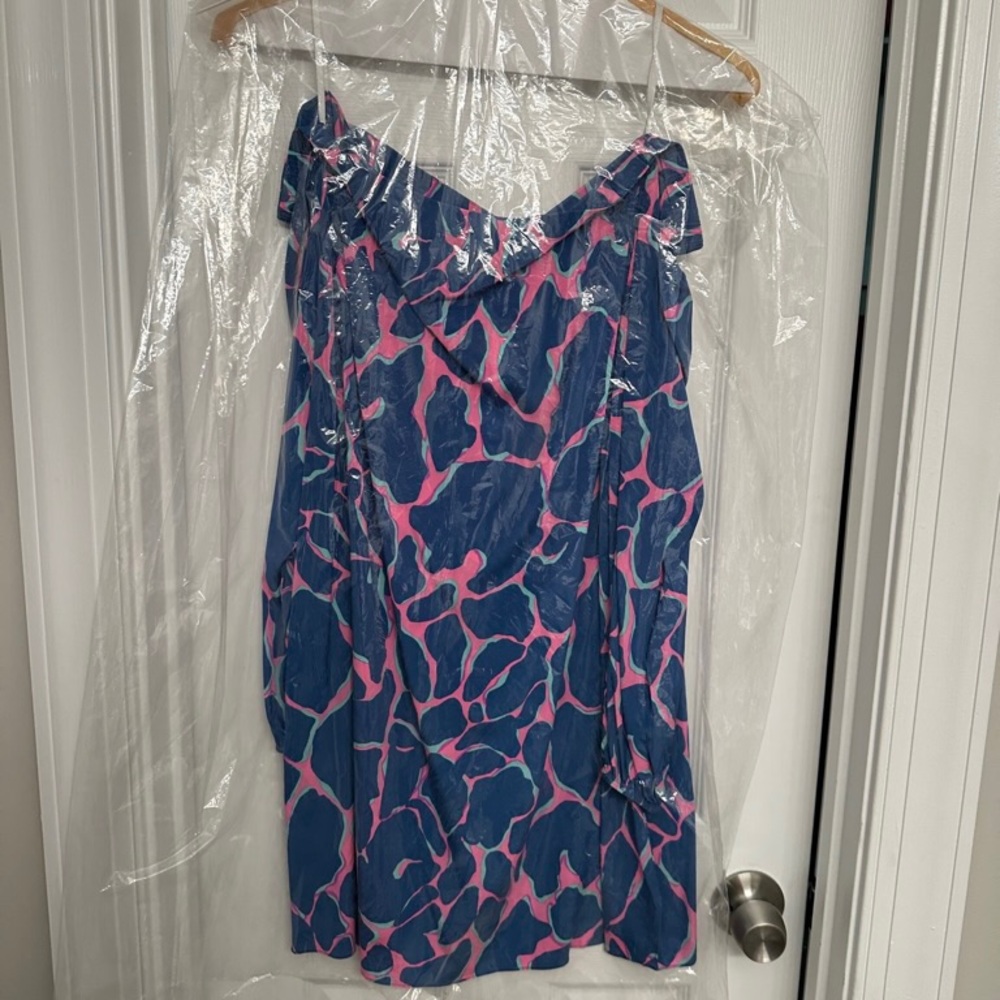 Lilly Pulitzer Adria Silk Dress in Tiki Pink Shaker, XL, EUC